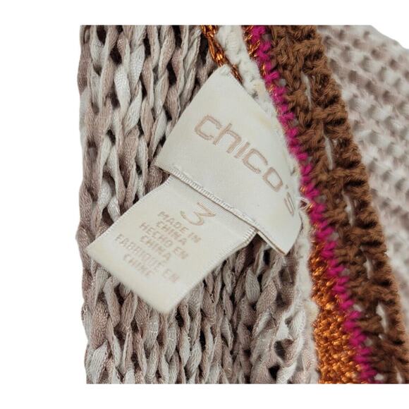 Chico's Women's Multicolor Knit Open Front Cardigan Sweater Vest Size 3 (XL 16) - Picture 7 of 9